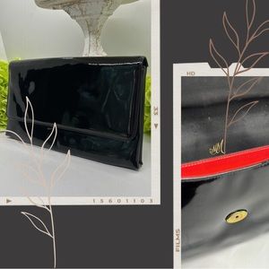 Morris Moskowitz Black Patent Leather Clutch